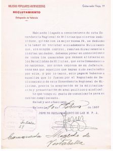 MILICIAS POPULARES ANTIFASCISTAS- RECLUTAMIENTO---10-2-37